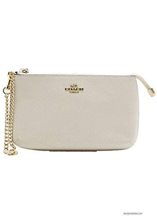 Coach Crossgrain Leather Multifunction Wallet Wristlet with Chain - #F73044 - Chalk  Small
