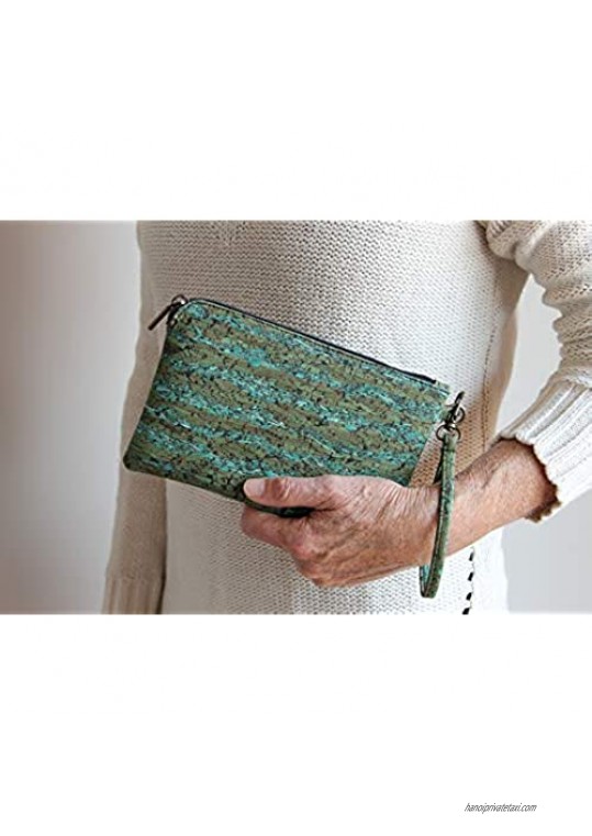 Cork Leather Wristlet Clutch with strap - Cruelty Free Vegan Purse by Lindo Cork