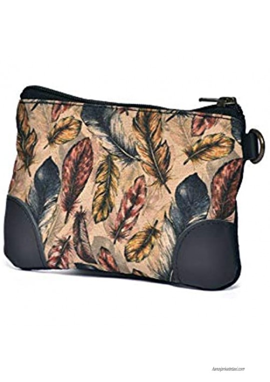 Cott N Curls Feathers Club Wristlet Leather Belt Canvas Printed Bags Dry Clean Only 17 Inches Width