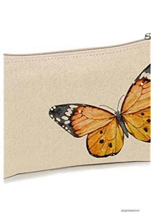 Cott N Curls Monarch Butterfly Zip Wallet Wristlet Zip Pocket Canvas Printed Dry Clean Only 17 Inches Width Wristlet for Womens