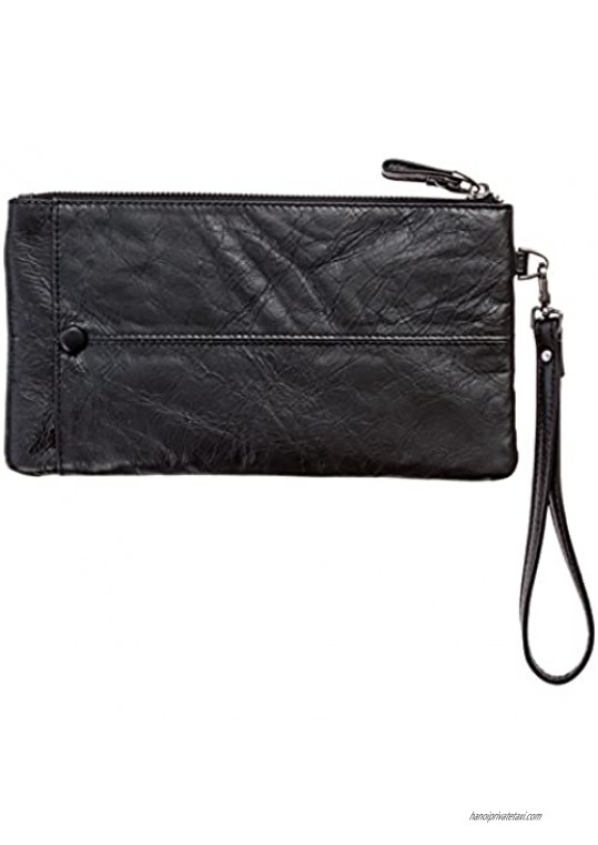 Divvy Up Genuine Leather Wristlet Super Soft Zipper Clutch Carry All for Women