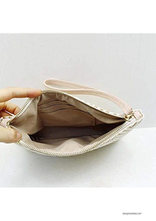 Earnda Women Staw Woven Cluthes Purses Handbags Envelope Bag Wristlet Wallets