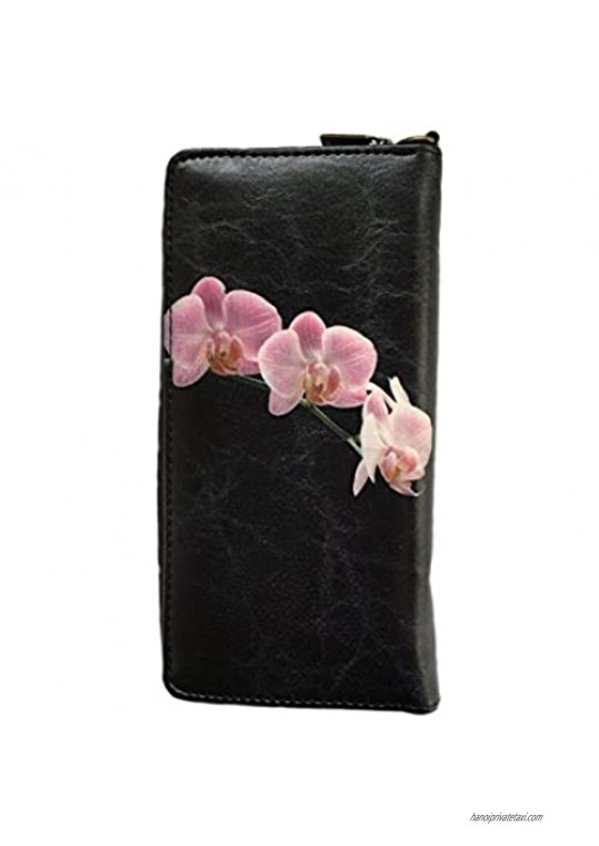 Floral Print Vegan/Faux Leather Large Wristlet Wallet