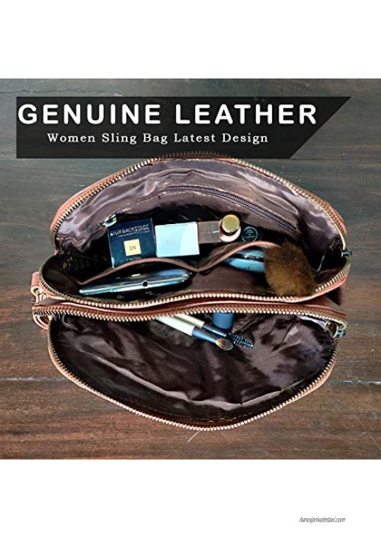 Genuine Leather Wristlet Clutch Wallet |Girls Crossbody Side Bag | Women Dual Zipper Leather Purse With Wrist Strap (10 inch Brown)