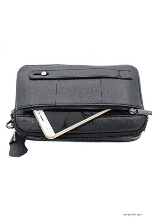 Hebetag Leather Clutch Purse Wallet for Men Organizer Holder Wrist Bag