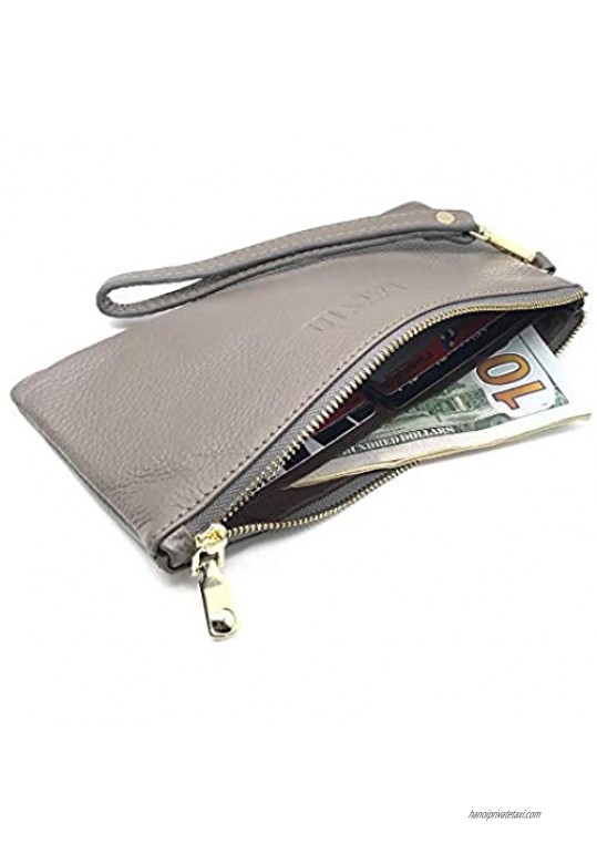 IXYVIA RFID Blocking Women's Leather Wristlet Clutch Wallet Smartphone Wristlet Purse Signature Wallet