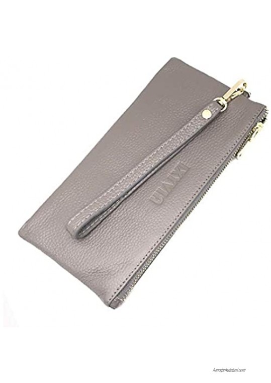 IXYVIA RFID Blocking Women's Leather Wristlet Clutch Wallet  Smartphone Wristlet Purse Signature Wallet