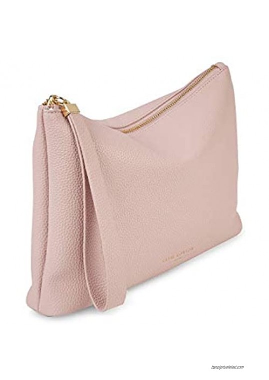 Katie Loxton Isla Womens Medium Vegan Leather Wristlet Clutch Handbag in Pale Pink