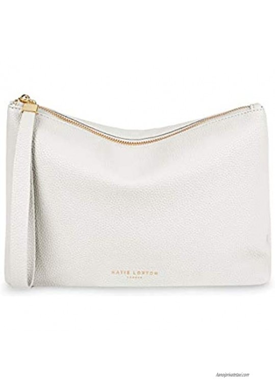 Katie Loxton Isla Womens Medium Vegan Leather Wristlet Clutch Handbag in White