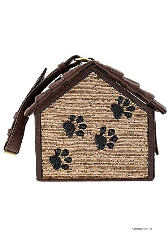 Mary Frances Ruff House Beaded Dog House Novelty Wristlet Handbag Purse Multi