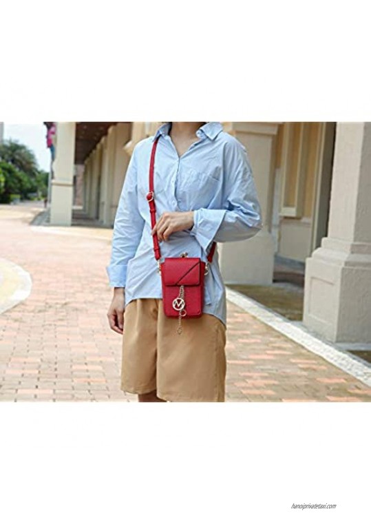 MKF Collection Crossbody Cellphone Purse for Women – PU Leather Wallet Handbag Wristlet Strap Clutch Bag Card Slots