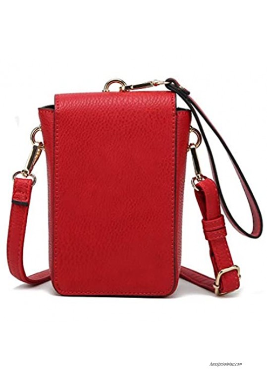 MKF Collection Crossbody Cellphone Purse for Women – PU Leather Wallet Handbag Wristlet Strap Clutch Bag Card Slots