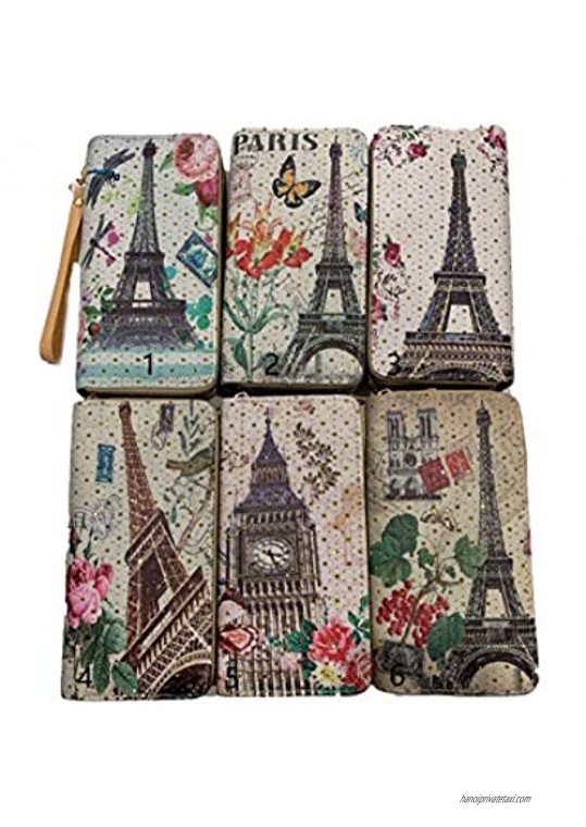 New Paris Eiffle tower double zip wallet clutch wristlet