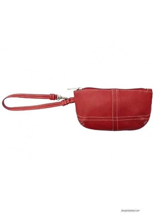 Piel Leather Ladies Wristlet Red One Size