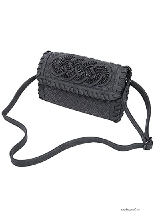 Premium PU Leather Solid & Snake Print Interlace Braided Clutch Bag Wristlet