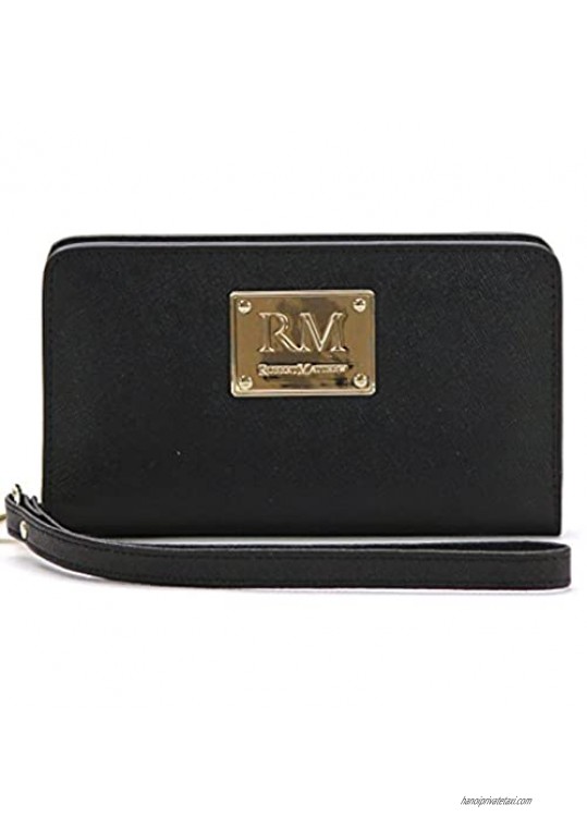 Robert Matthew Aria 24K Gold Leather Wristlet Phone Wallet  Best Travel Designer Wallets for Women  Fits iPhone X
