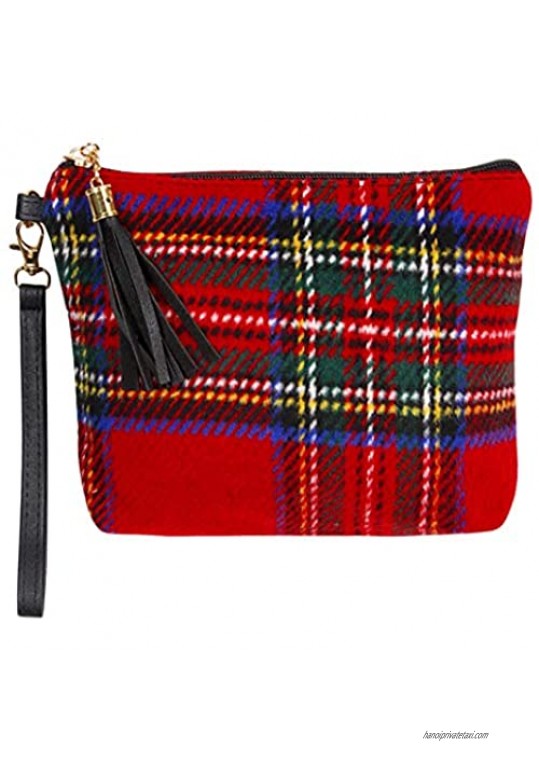 Rosemarie & Jubalee Tartan Royal Stewart Plaid Wristlet Pouch Bag Clutch Handbag Purse Pocketbook