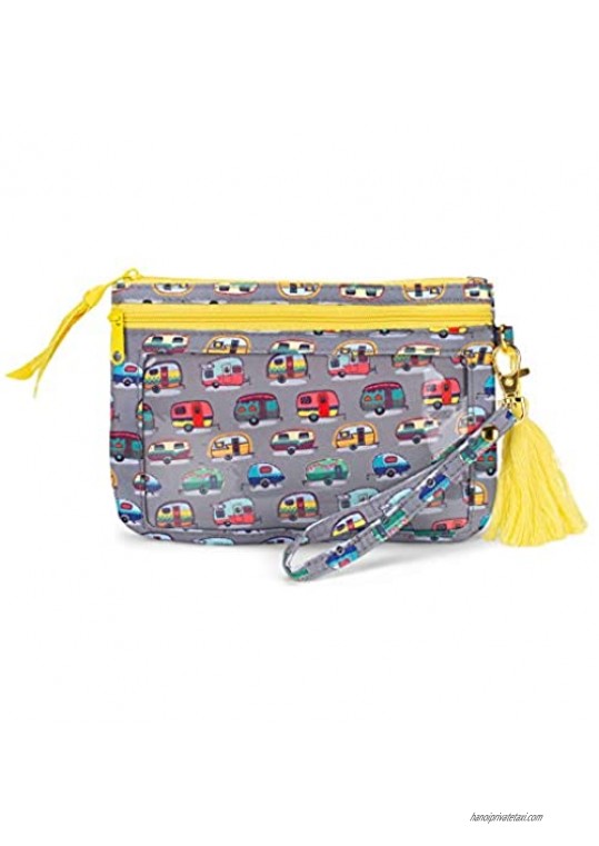 RV Campers Grey and Sunshine Yellow 7 x 5 Polyester Phone Wristlet Handbag