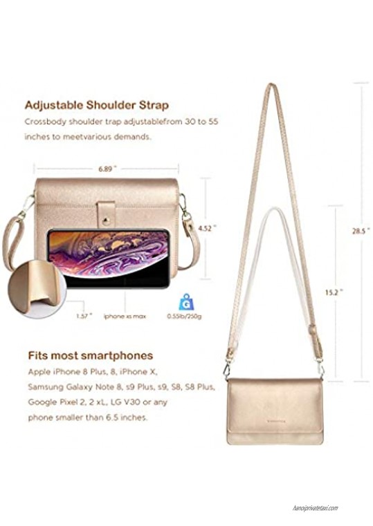 S SUNINESS Women Genuine Leather Small Crossbody Bag Cellphone Purse Clutch Wallet Wristlet with RFID Card Slots