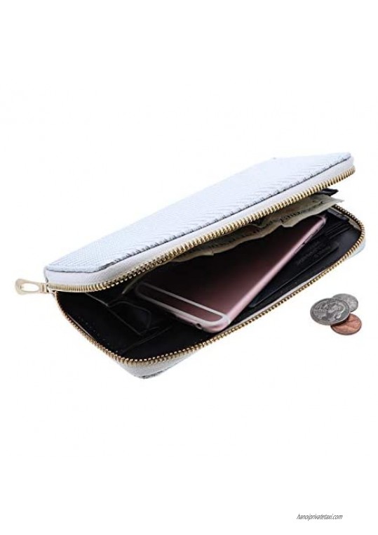 Textured Leather Zipper Wristlet Wallet
