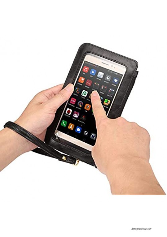 Touch Screen Wristlet Clutch Purse Women Girls Wallet Crossover Body Shoulder Bag Cell Phone Case Holder Wrist Pouch
