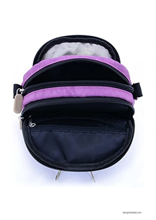 Women's 3 Layers Wristlet Purse Zipped Cell Phone Clutch Crossbody Handbags