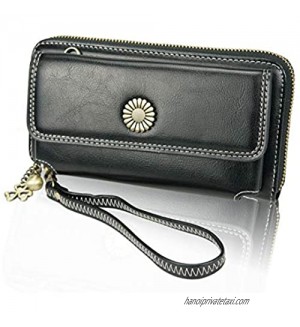Womens Leather Wallet Large Capacity Crossbody Purse