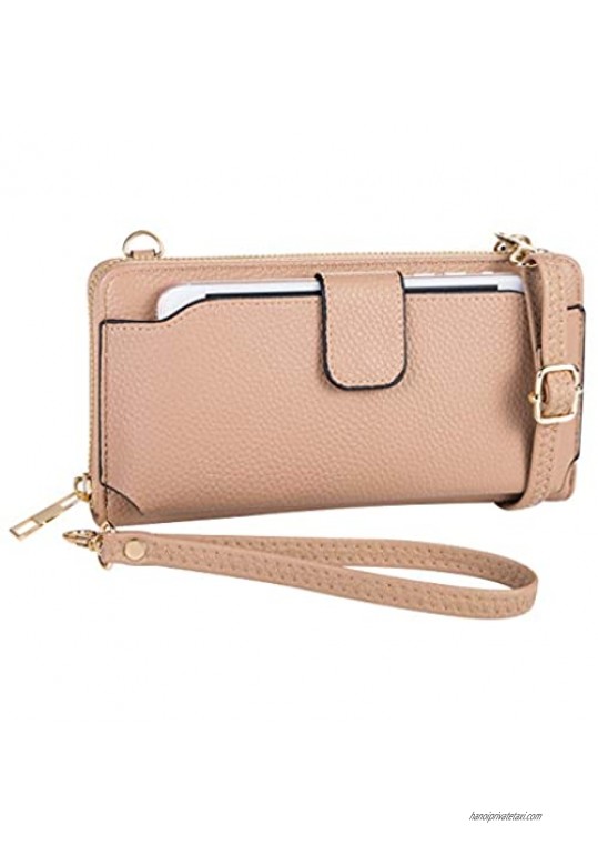 Womens Wristlet Wallet Crossbody Bag Cellphone Purse Handbag Card Slots 2 Strap Wrist  Black  8.34.31.4