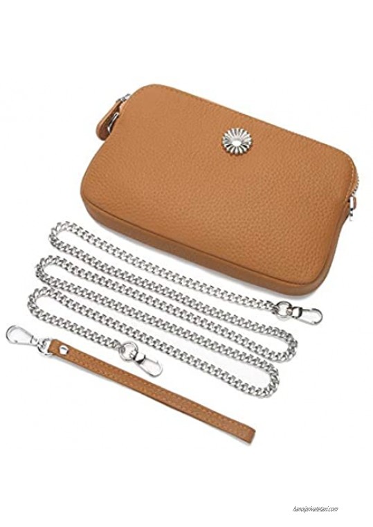YALUXE Leather Wristlets for Women Clutch Wallet Wrist Strap Crossbody Zip Pocket long Shoulder Chain