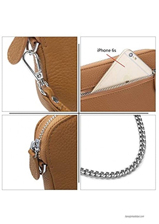 YALUXE Leather Wristlets for Women Clutch Wallet Wrist Strap Crossbody Zip Pocket long Shoulder Chain