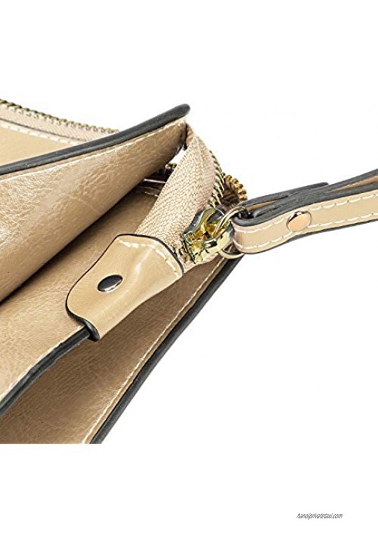 YALUXE Women's Leather RFID Blocking Zipper Clutch Wristlet Wallet for iPhone 8 Plus/Galaxy S5