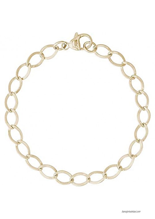 7" Gold-Plated Sterling Silver Dapped Curb Link Classic Charm Bracelet by Rembrandt
