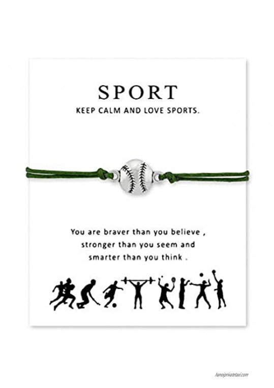 Barsly Field Ice Hockey Charm Card Bracelets Volleyball Baseball Softball Basketball Soccer Tennis Sports Jewelry Women Boy Men Gift