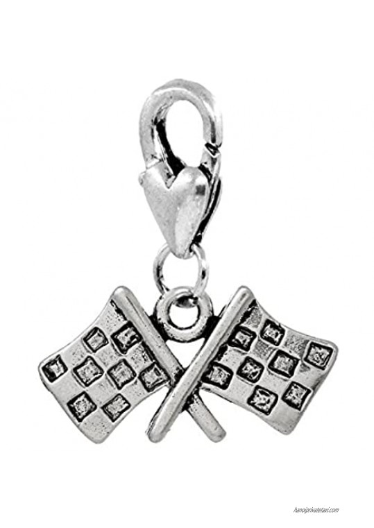 Checkered Flag Auto Racing Finish Line Clip Charm for Bracelets