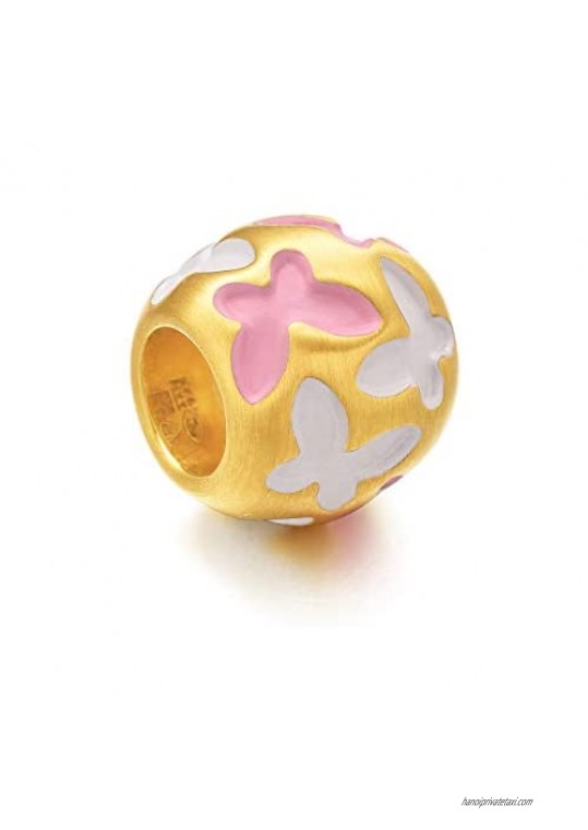 Chow Sang Sang 999 24K Solid Gold Butterflies Charm Bracelet for Women 89101C