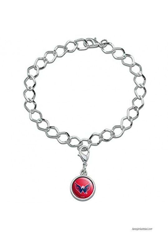GRAPHICS & MORE NHL Washington Capitals Logo Silver Plated Bracelet with Antiqued Charm