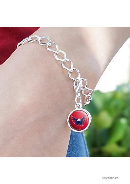 GRAPHICS & MORE NHL Washington Capitals Logo Silver Plated Bracelet with Antiqued Charm
