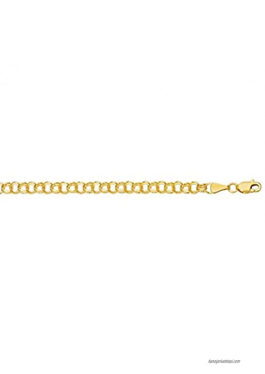 JewelStop 14k Yellow Gold 5 mm Double Link Charm Bracelet  Lobster Claw Clasp - 7 Inches  4.3gr.