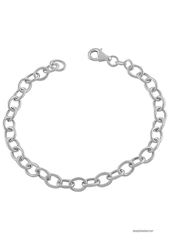 Kooljewelry Sterling Silver Hollow Link Charm Bracelet (4.8 mm  7.5 inch)