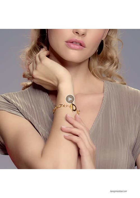 Namana Heart Bracelet for Women. Chunky Bracelet for Women in Gold or Silver with Brushed Finish Heart Charm.