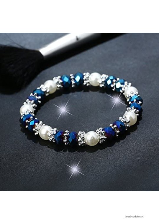 Powerfulline Exquisite Shiny Colorful Rhinestone Faux Pearl Bracelet Bangle Women Jewelry Birthday Gift Sale