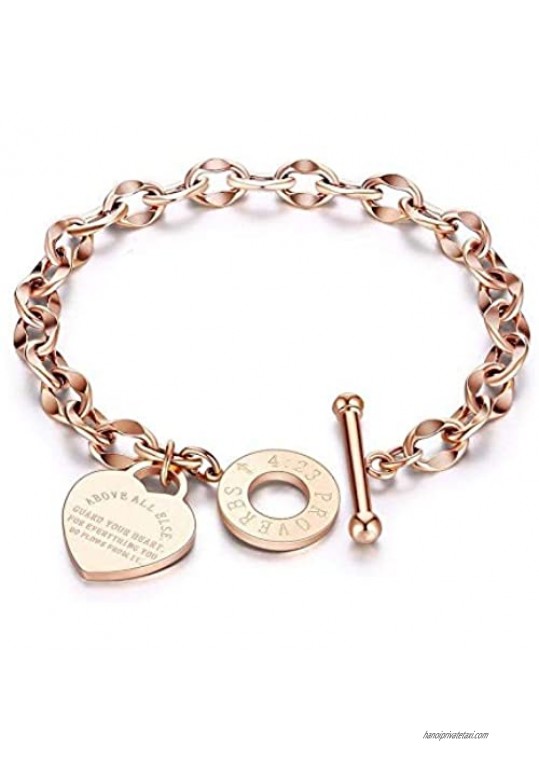 Proverbs 4:23 Bracelet - Above All Else Guard Your Heart - 7 Color Choice of Yellow White Rose Gold - Bible Verse Inspirational