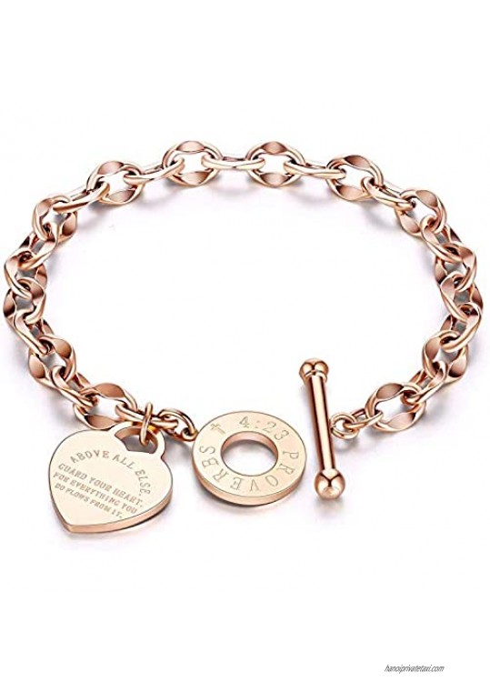 Proverbs 4:23 Bracelet - Above All Else Guard Your Heart - 7 Color Choice of Yellow White Rose Gold - Bible Verse Inspirational