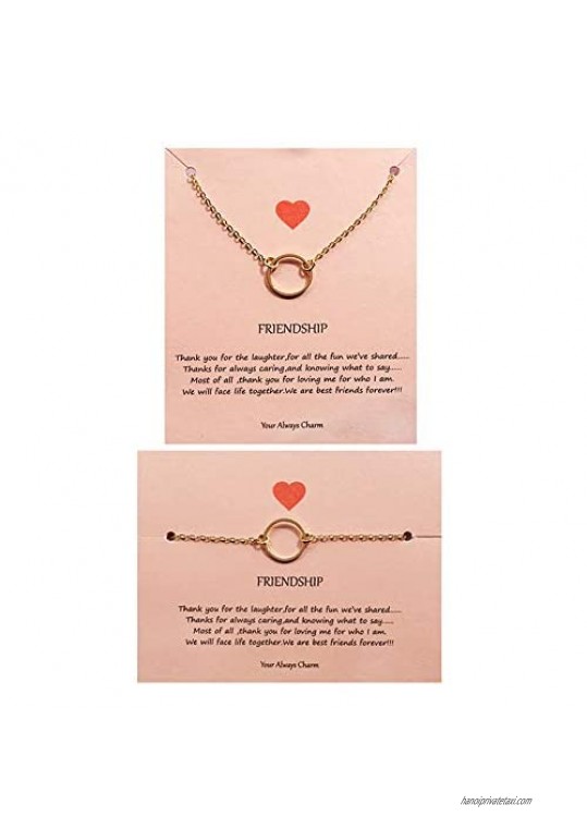 Your Always Charm Circle Necklace Eternity Karma Circle Bracelet Jewelry Set Friendship Gifts