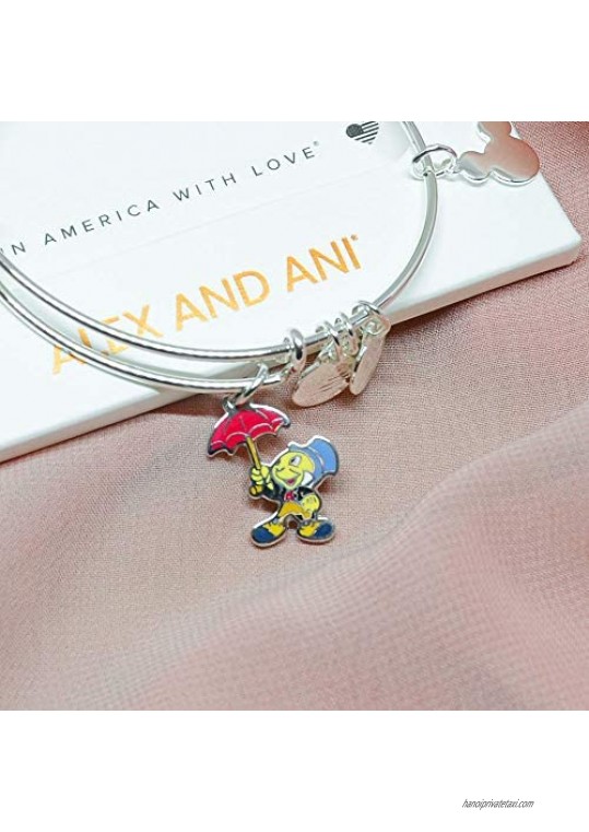 Alex and ANI Disney Parks Jiminy Cricket Bangle - Featured in Pinocchio - Charm Bracelet Jewelry Gift (Silver Finish)