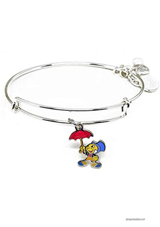 Alex and ANI Disney Parks Jiminy Cricket Bangle - Featured in Pinocchio - Charm Bracelet Jewelry Gift (Silver Finish)