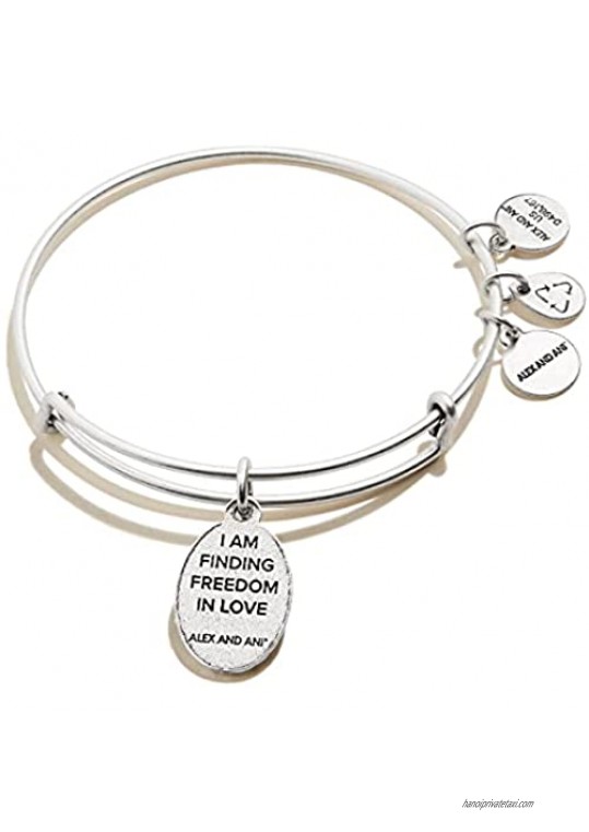 Alex and Ani Path of Symbols Expandable Bangle for Women Heart Embossed Charm Rafaelian Silver Finish 2 to 3.5 in