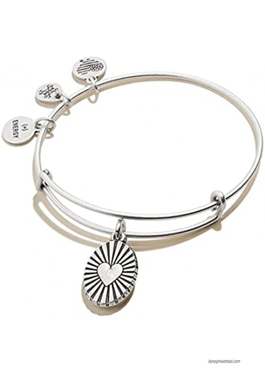 Alex and Ani Path of Symbols Expandable Bangle for Women  Heart Embossed Charm  Rafaelian Silver Finish  2 to 3.5 in