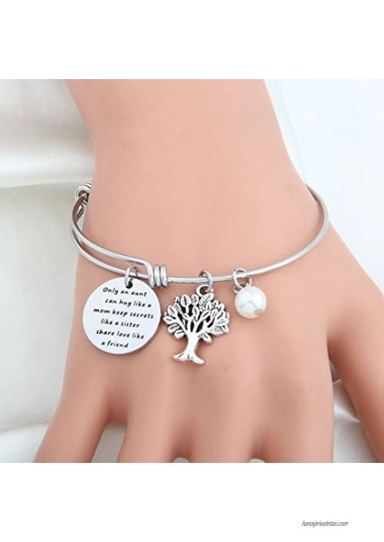 bobauna Aunt Bracelet with Family Tree Charm Only an Aunt Can Hug Like A Mom Keep Secrets Like A Sister Share Love Like A Friend Aunt Gifts from Niece