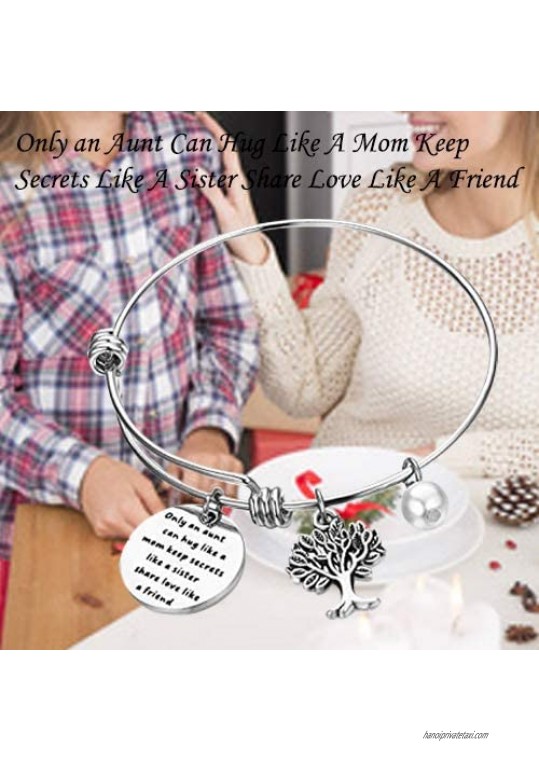 bobauna Aunt Bracelet with Family Tree Charm Only an Aunt Can Hug Like A Mom Keep Secrets Like A Sister Share Love Like A Friend Aunt Gifts from Niece